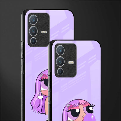 purple chic powerpuff girls glass case for vivo v23 pro 5g image-2