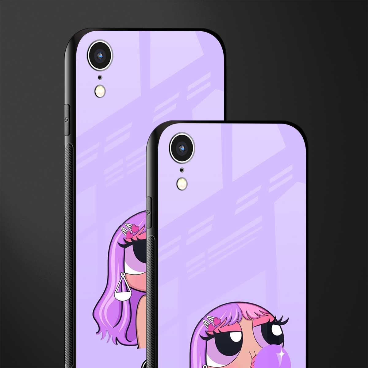 purple chic powerpuff girls glass case for iphone xr image-2