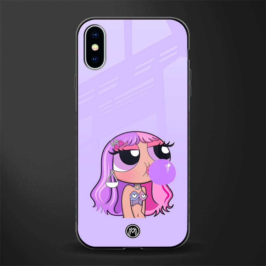 purple chic powerpuff girls glass case for iphone xs image
