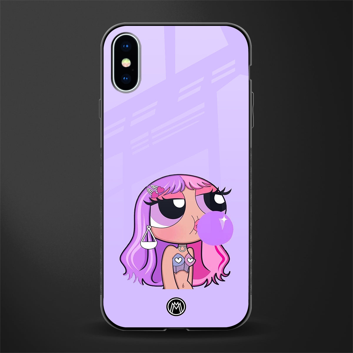 purple chic powerpuff girls glass case for iphone xs image