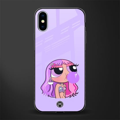 purple chic powerpuff girls glass case for iphone xs image