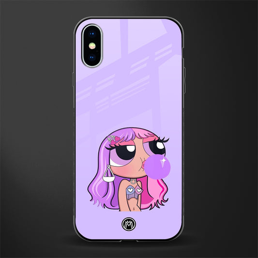 purple chic powerpuff girls glass case for iphone xs image