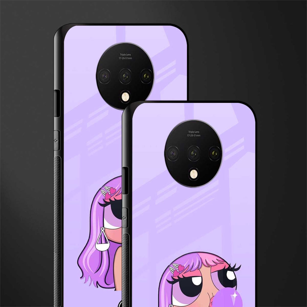 purple chic powerpuff girls glass case for oneplus 7t image-2