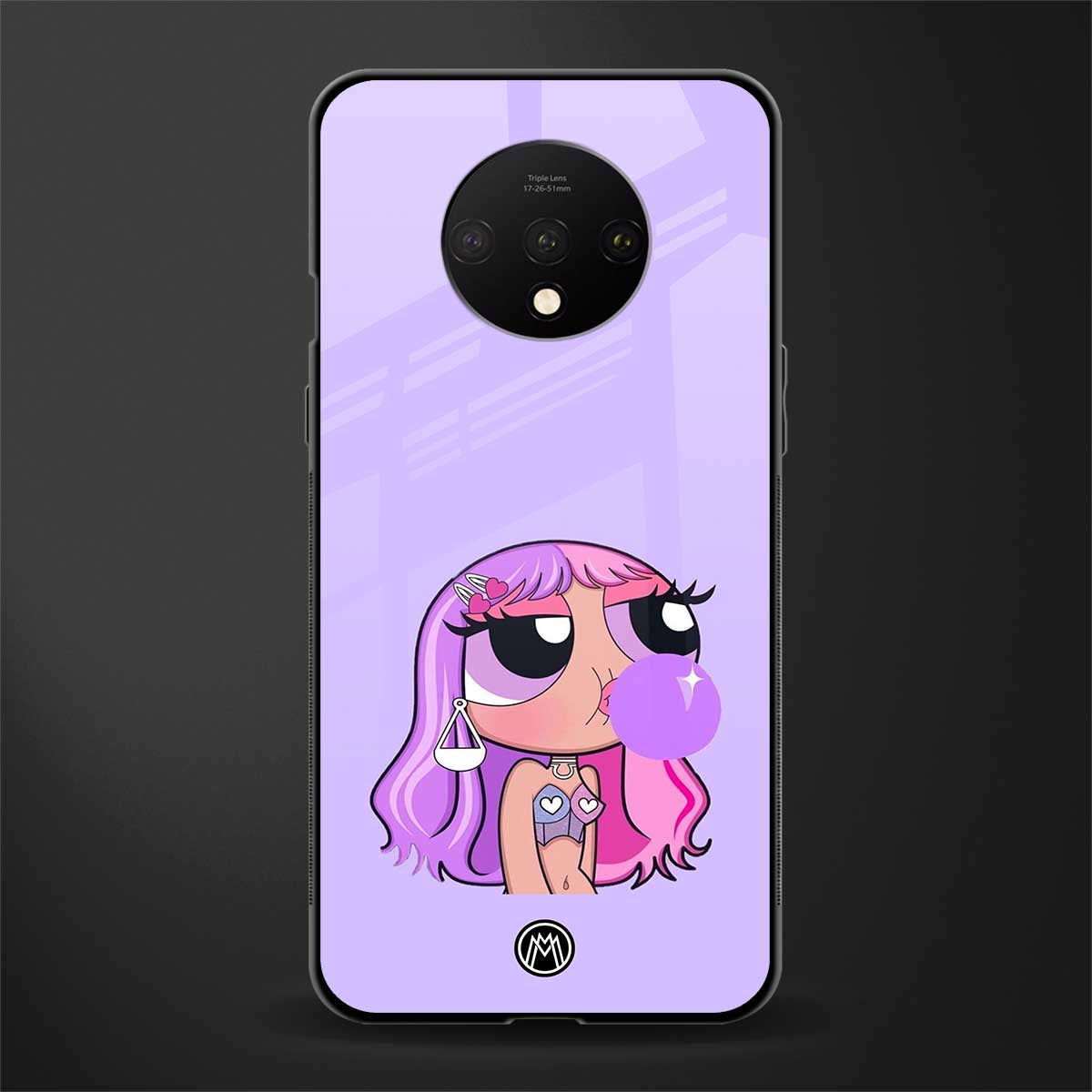 purple chic powerpuff girls glass case for oneplus 7t image