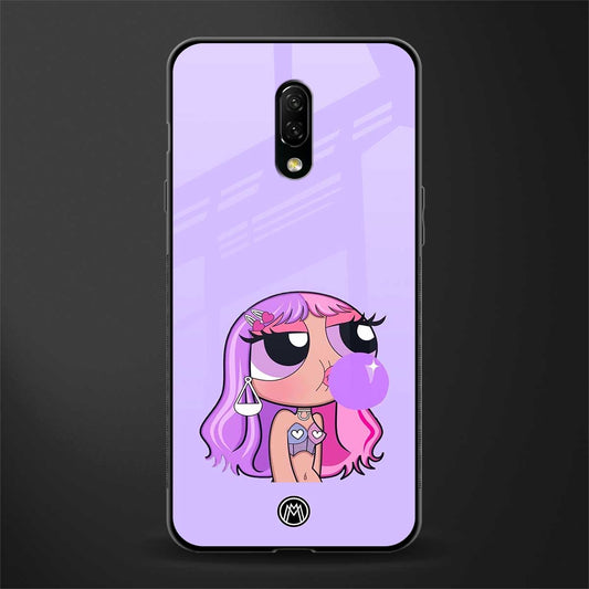 purple chic powerpuff girls glass case for oneplus 7 image