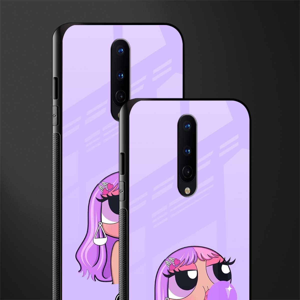 purple chic powerpuff girls glass case for oneplus 8 image-2