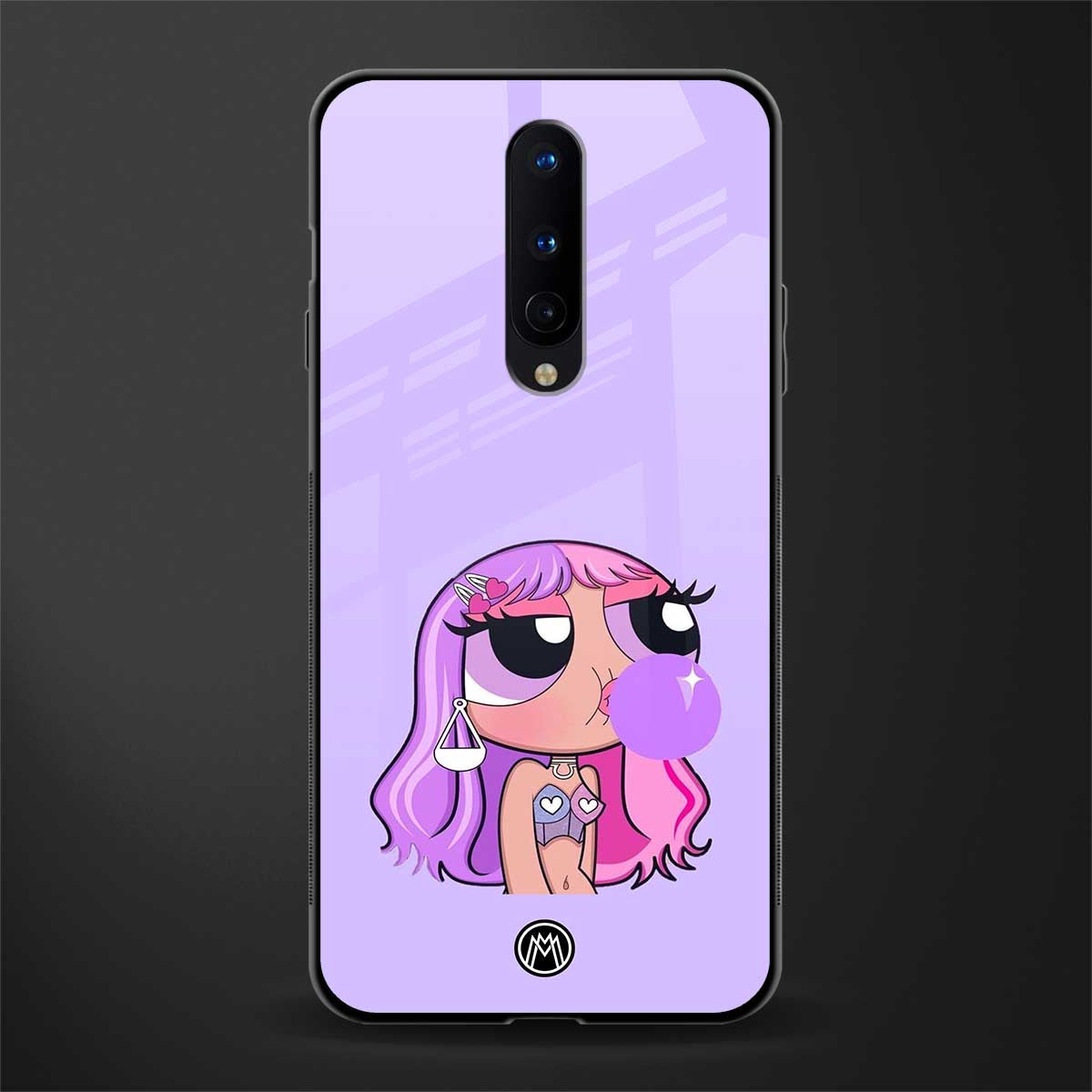 purple chic powerpuff girls glass case for oneplus 8 image