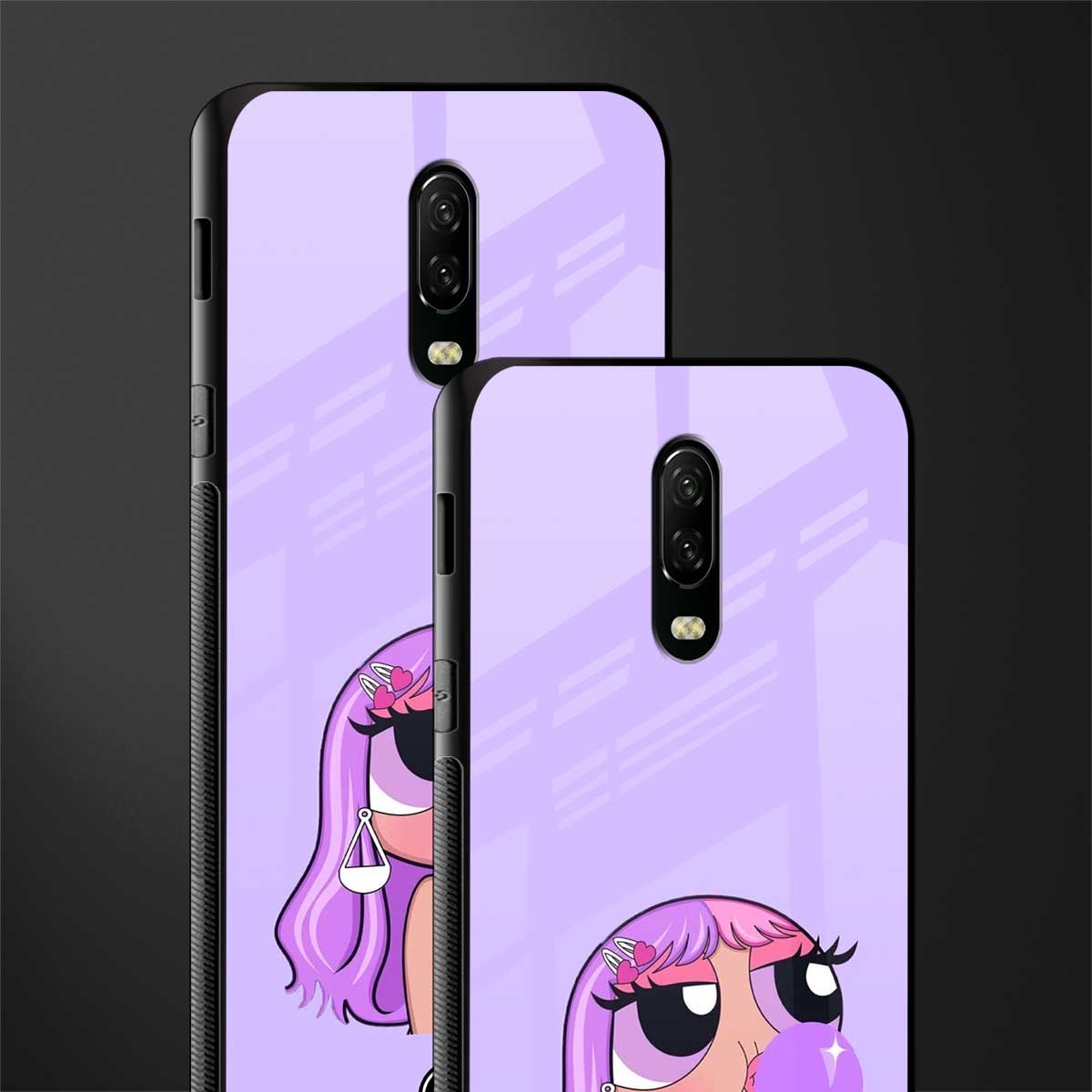 purple chic powerpuff girls glass case for oneplus 6t image-2