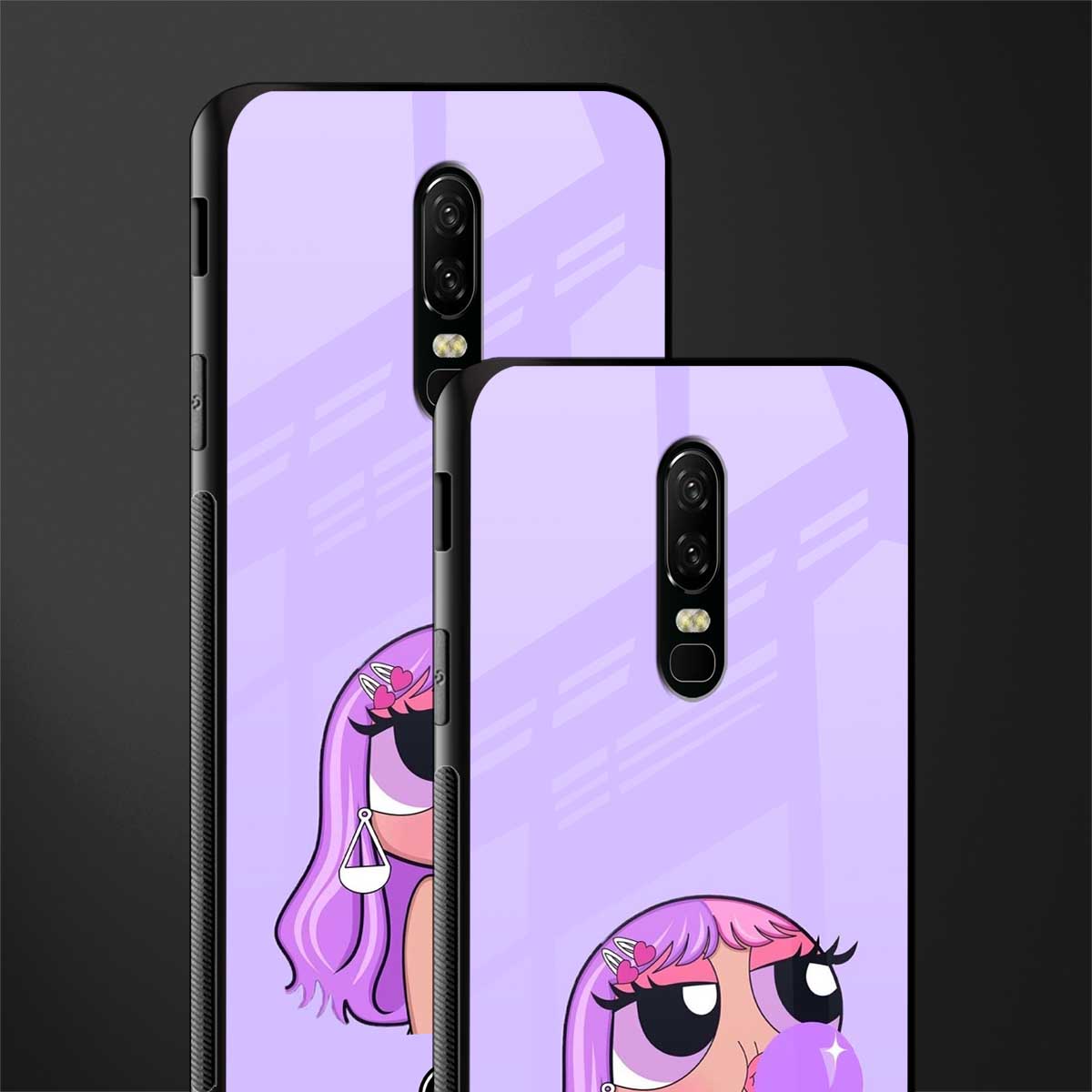 purple chic powerpuff girls glass case for oneplus 6 image-2