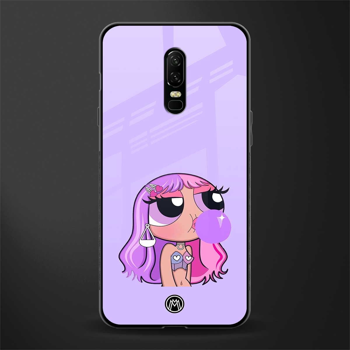 purple chic powerpuff girls glass case for oneplus 6 image