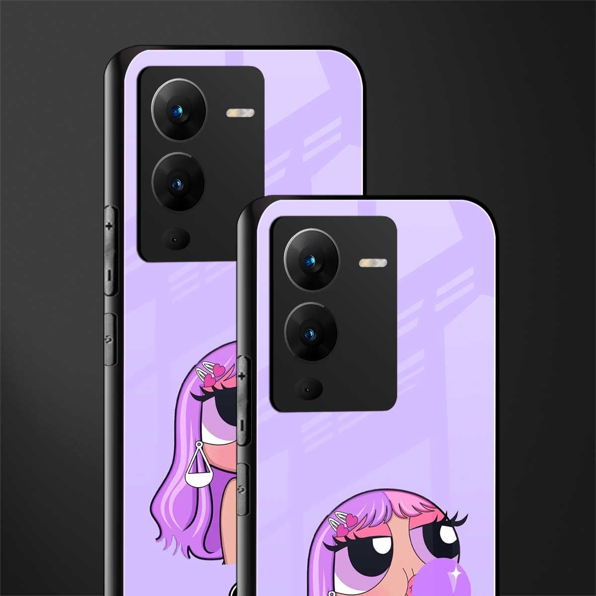 purple chic powerpuff girls back phone cover | glass case for vivo v25 pro 5g