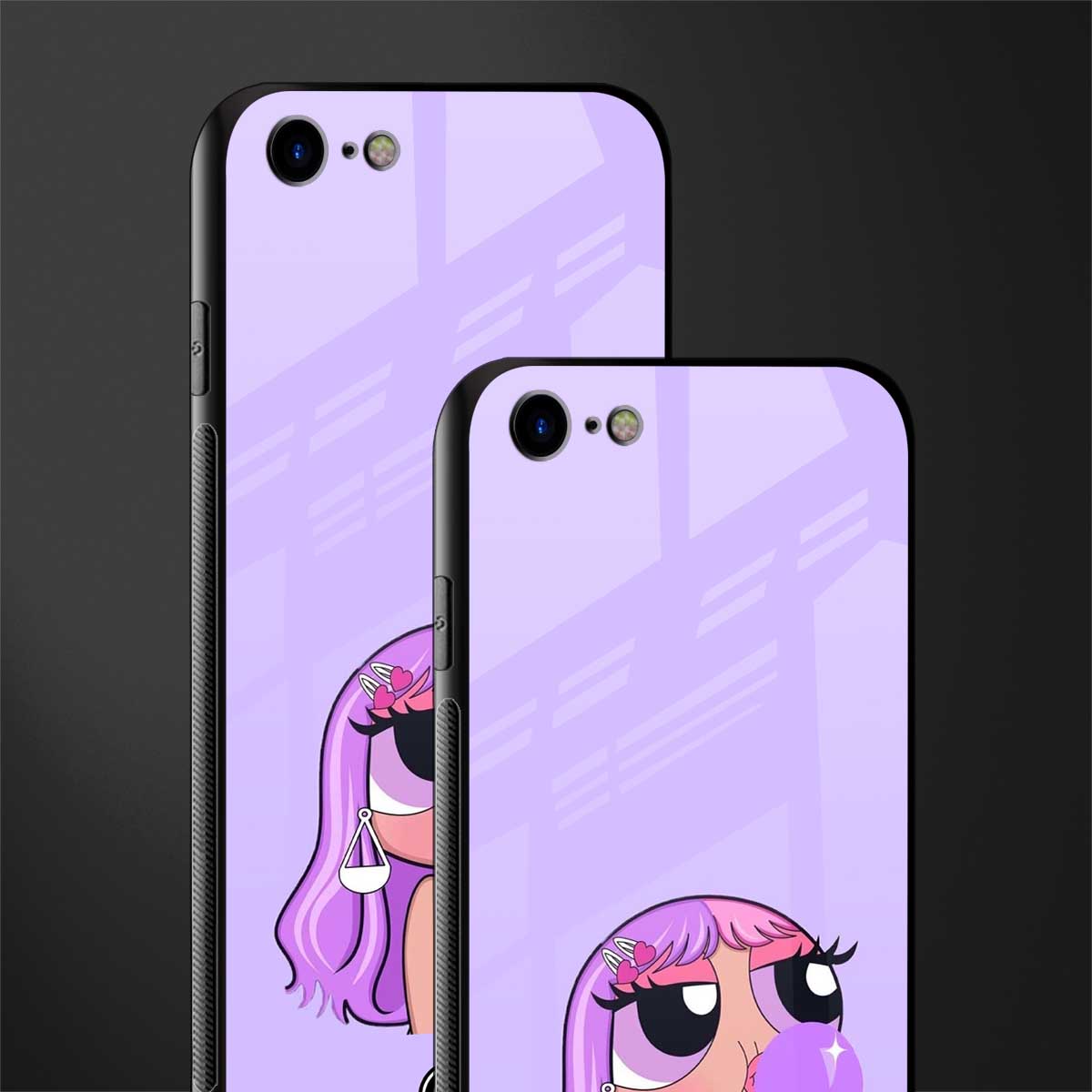 purple chic powerpuff girls glass case for iphone se 2020 image-2