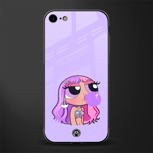 purple chic powerpuff girls glass case for iphone se 2020 image
