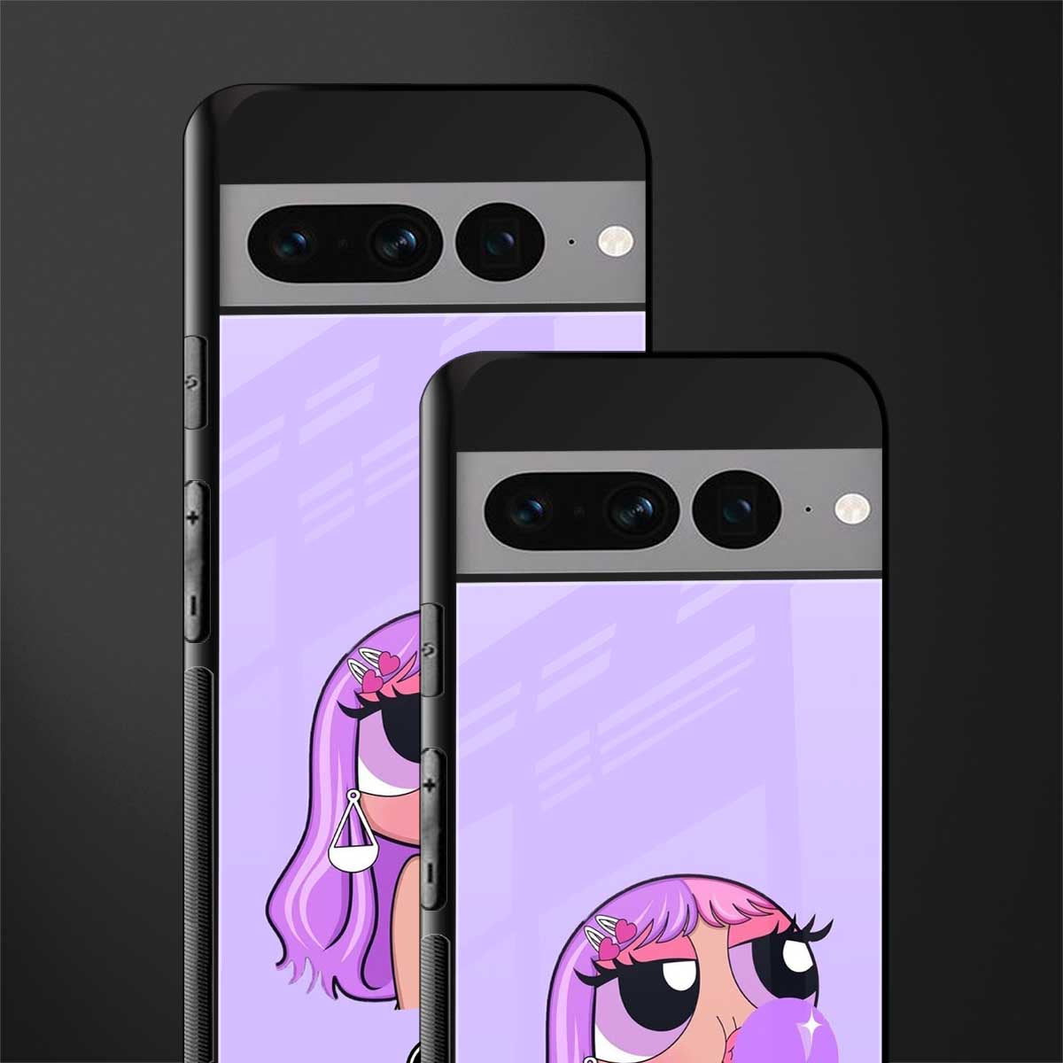 purple chic powerpuff girls back phone cover | glass case for google pixel 7 pro