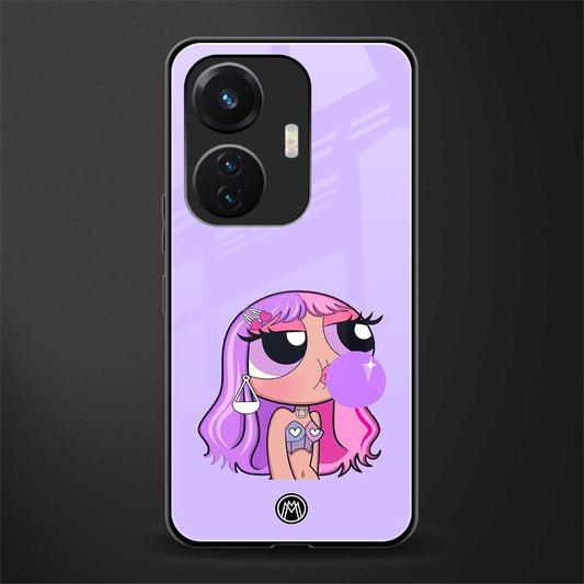 purple chic powerpuff girls back phone cover | glass case for vivo t1 44w 4g