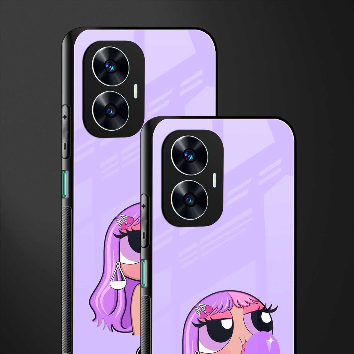 purple chic powerpuff girls back phone cover | glass case for realme c55