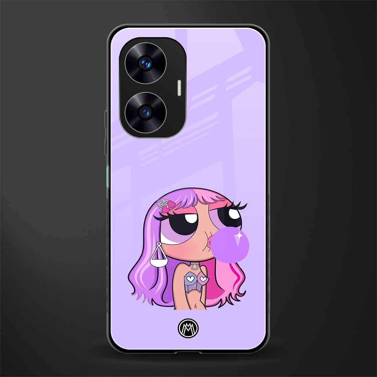 purple chic powerpuff girls back phone cover | glass case for realme c55