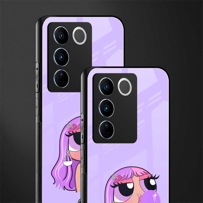 purple chic powerpuff girls back phone cover | glass case for vivo v27 pro 5g