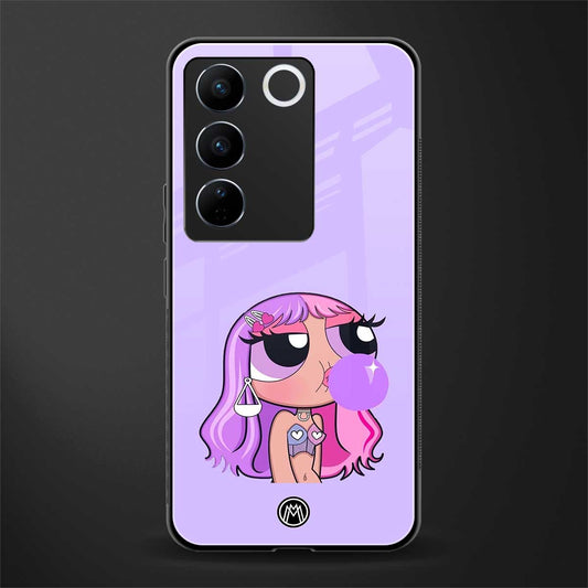 purple chic powerpuff girls back phone cover | glass case for vivo v27 pro 5g