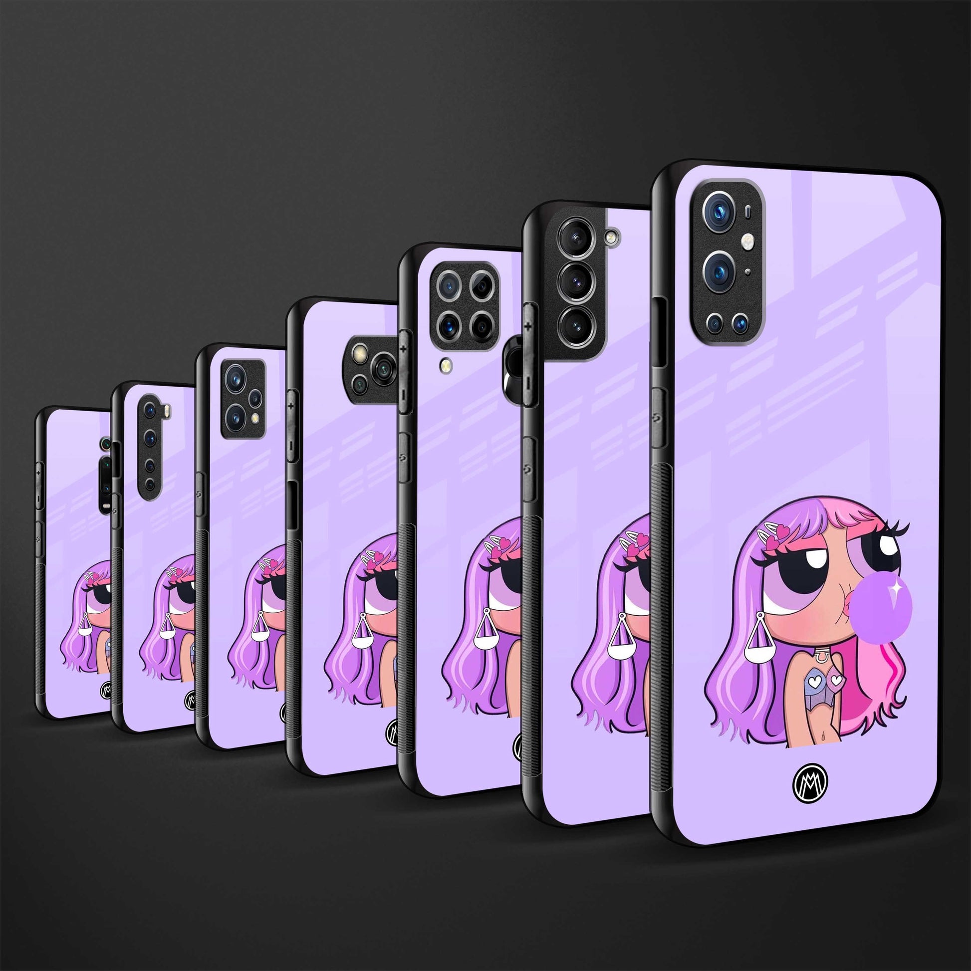 purple chic powerpuff girls glass case for iphone 12 pro image-3