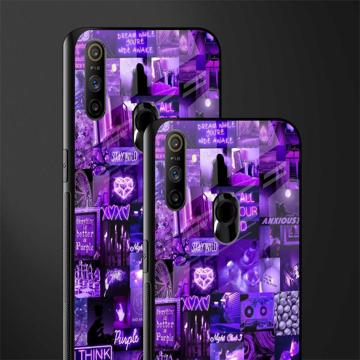 purple collage aesthetic glass case for realme narzo 20a image-2