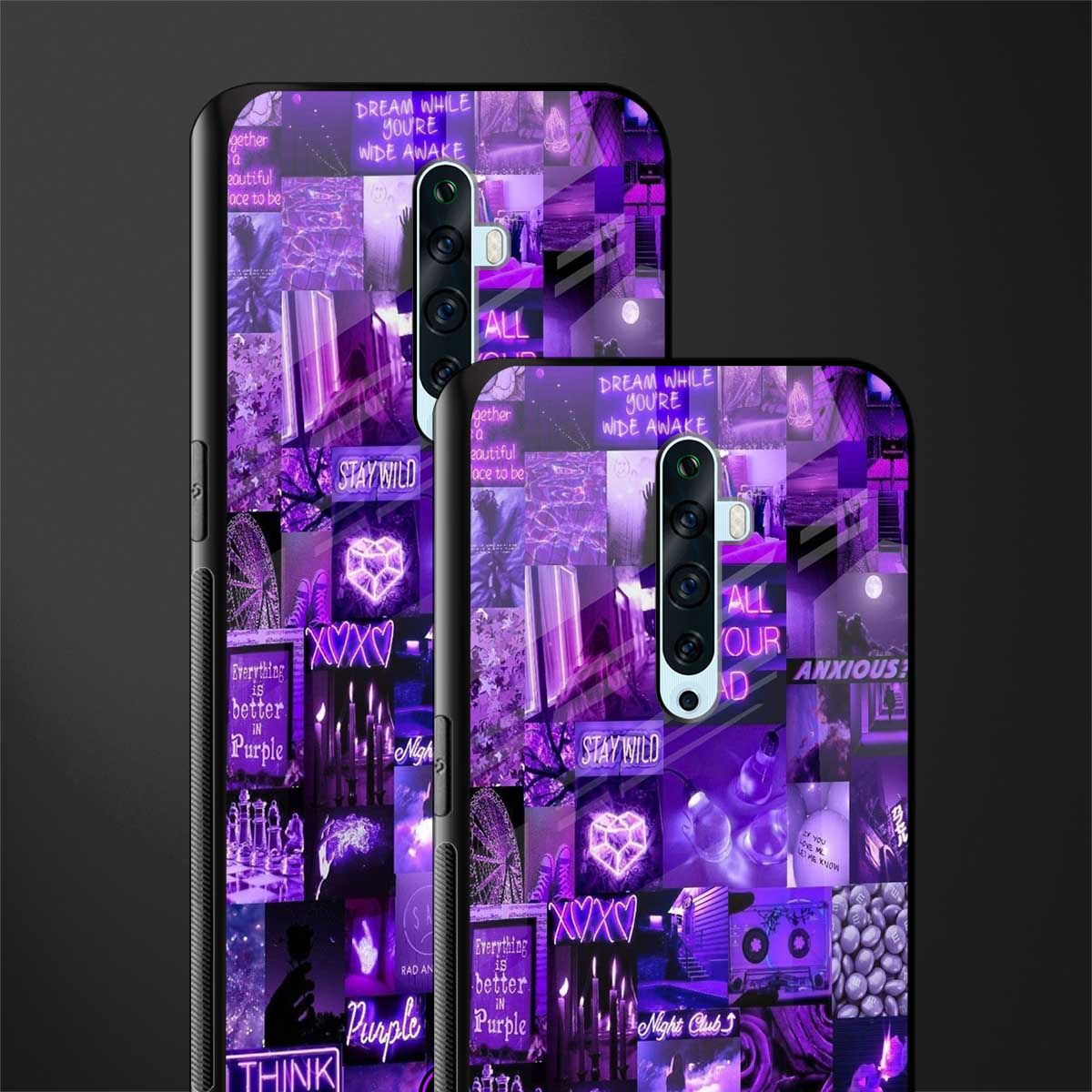 purple collage aesthetic glass case for oppo reno 2f image-2