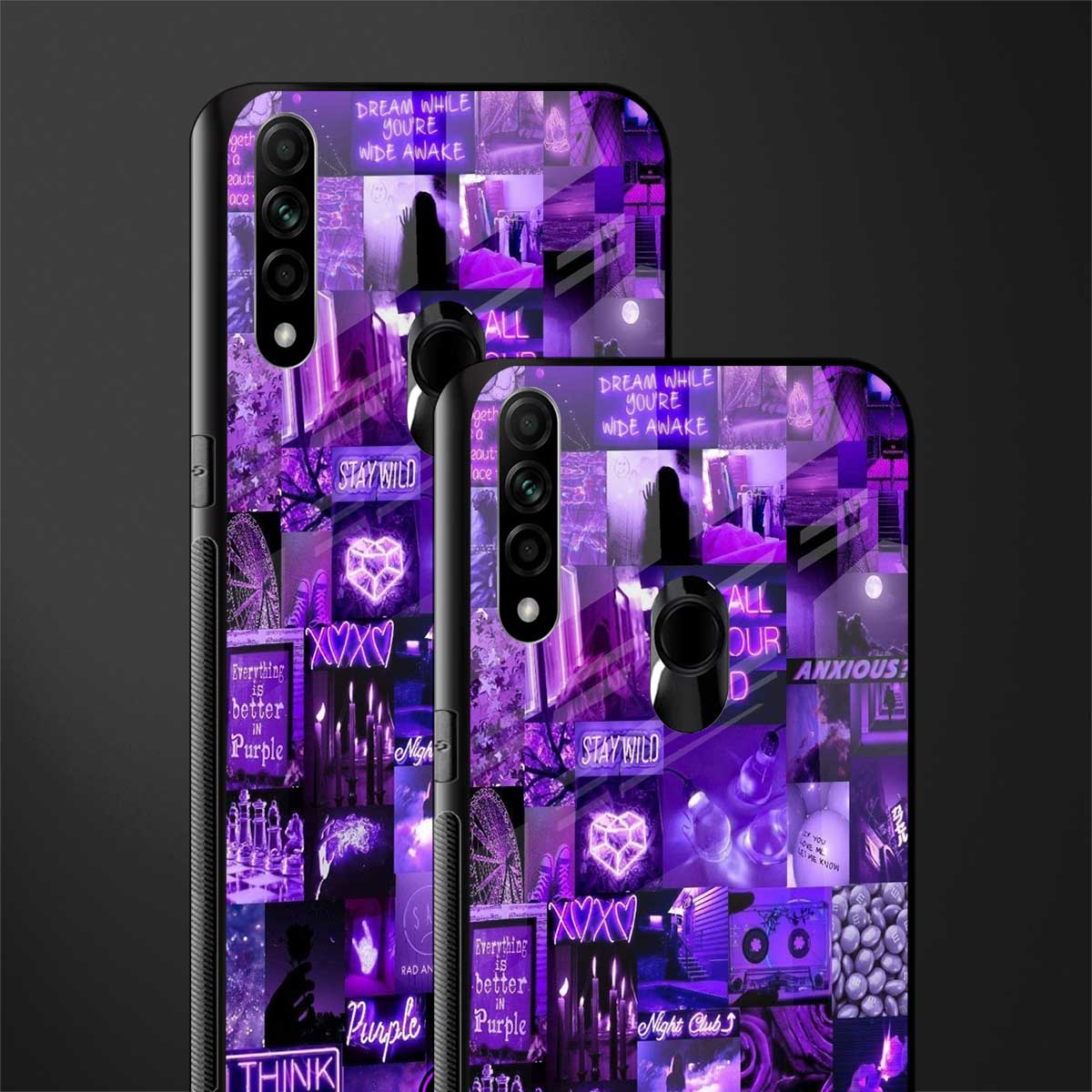 purple collage aesthetic glass case for oppo a31 image-2