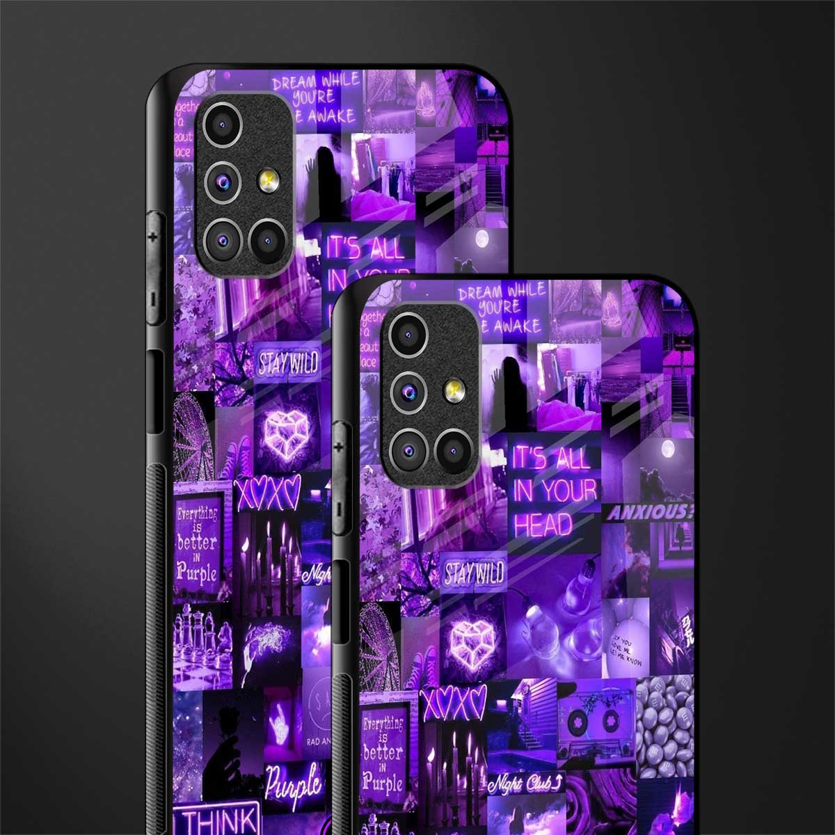 purple collage aesthetic glass case for samsung galaxy m51 image-2