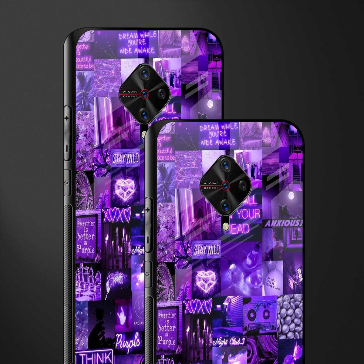 purple collage aesthetic glass case for vivo s1 pro image-2
