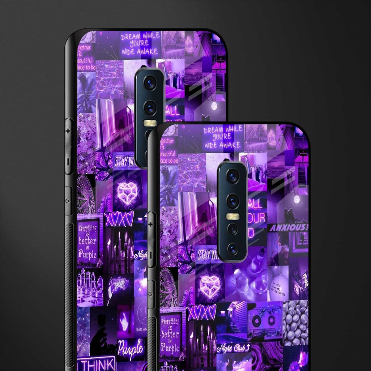 purple collage aesthetic glass case for vivo v17 pro image-2