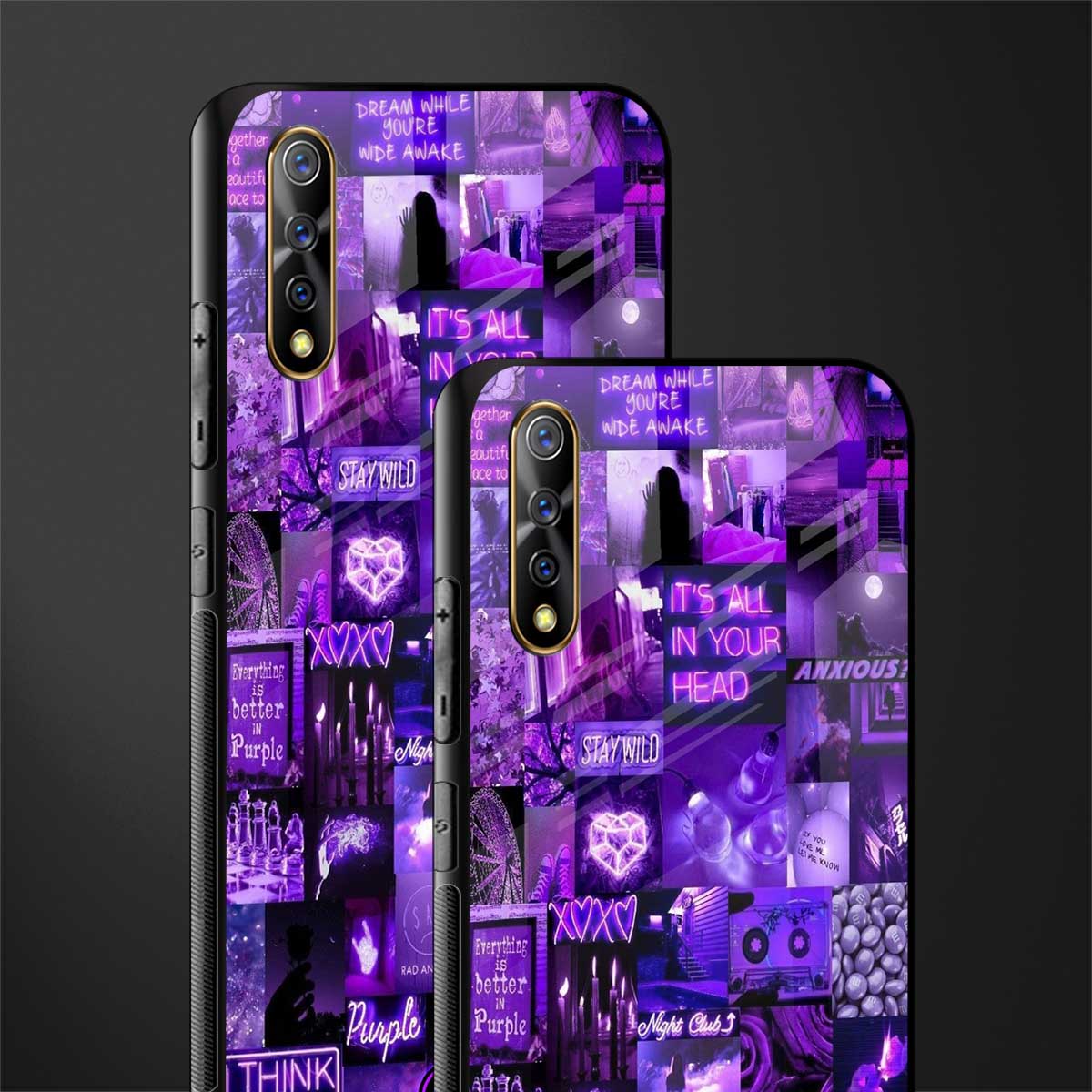 purple collage aesthetic glass case for vivo s1 image-2