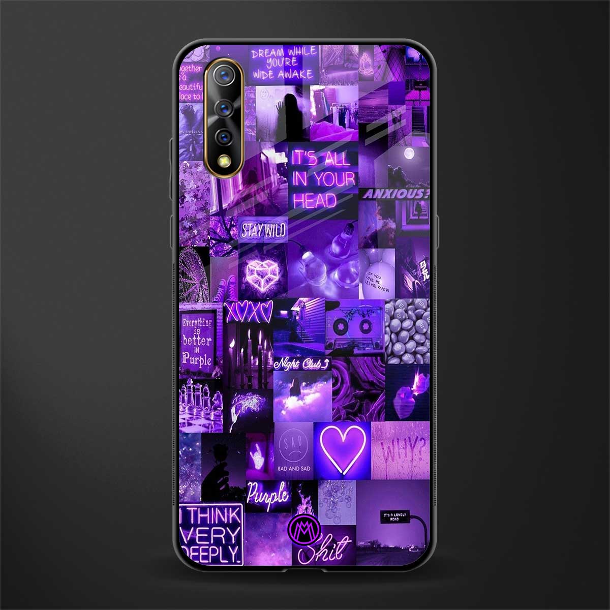 purple collage aesthetic glass case for vivo s1 image