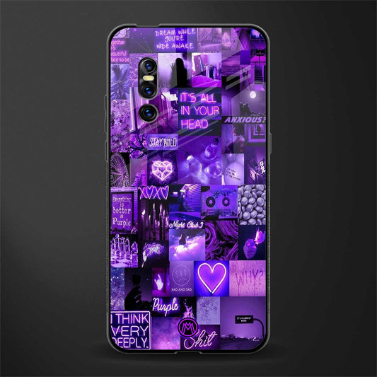 purple collage aesthetic glass case for vivo v15 pro image