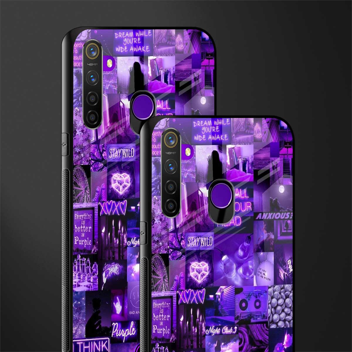 purple collage aesthetic glass case for realme 5s image-2