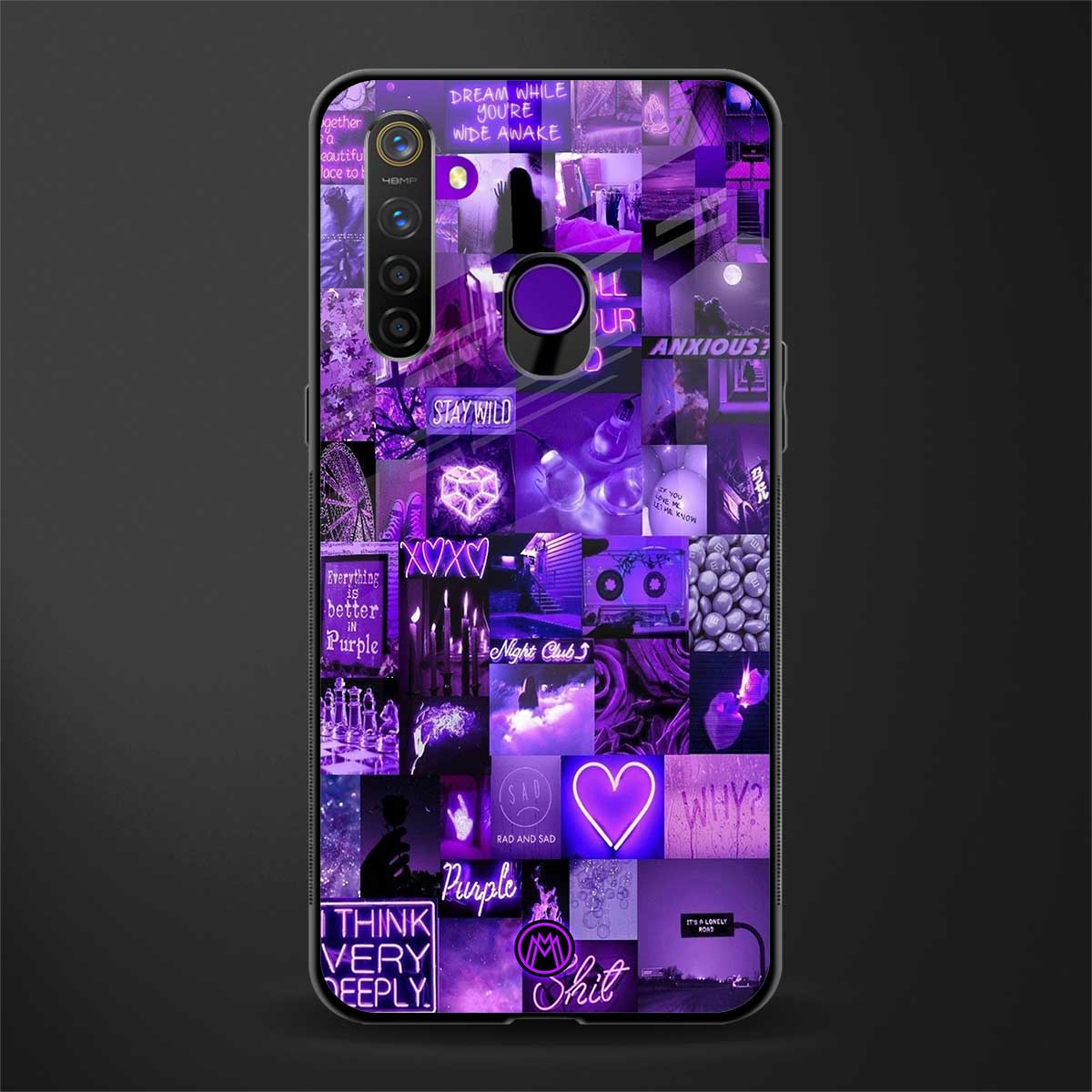 purple collage aesthetic glass case for realme 5s image