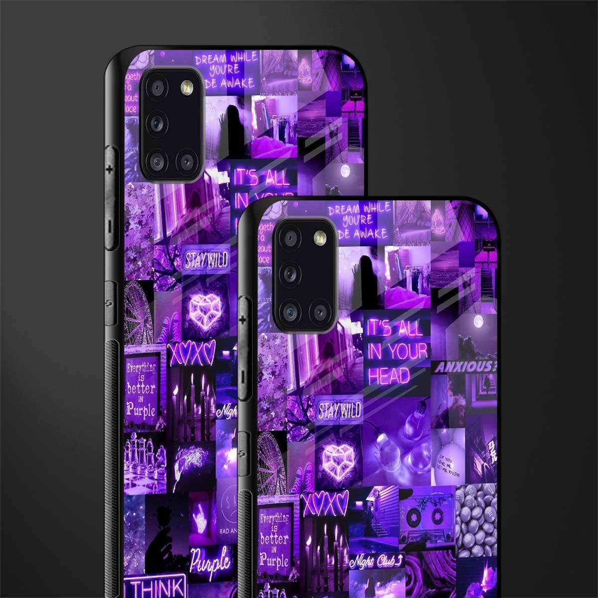 purple collage aesthetic glass case for samsung galaxy a31 image-2