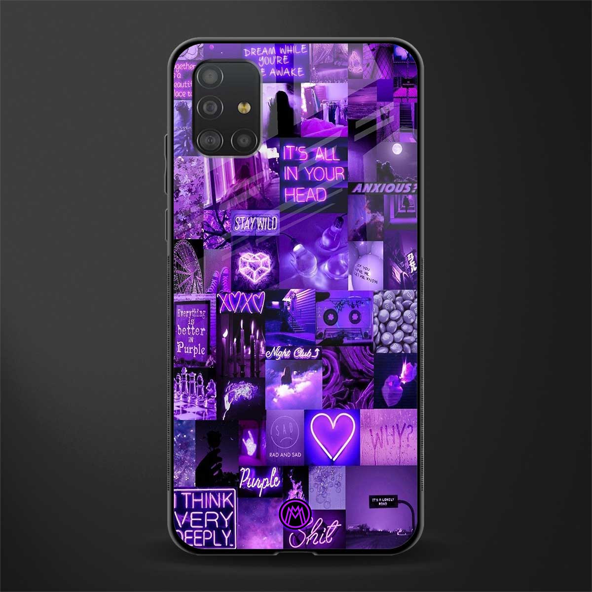 purple collage aesthetic glass case for samsung galaxy a51 image