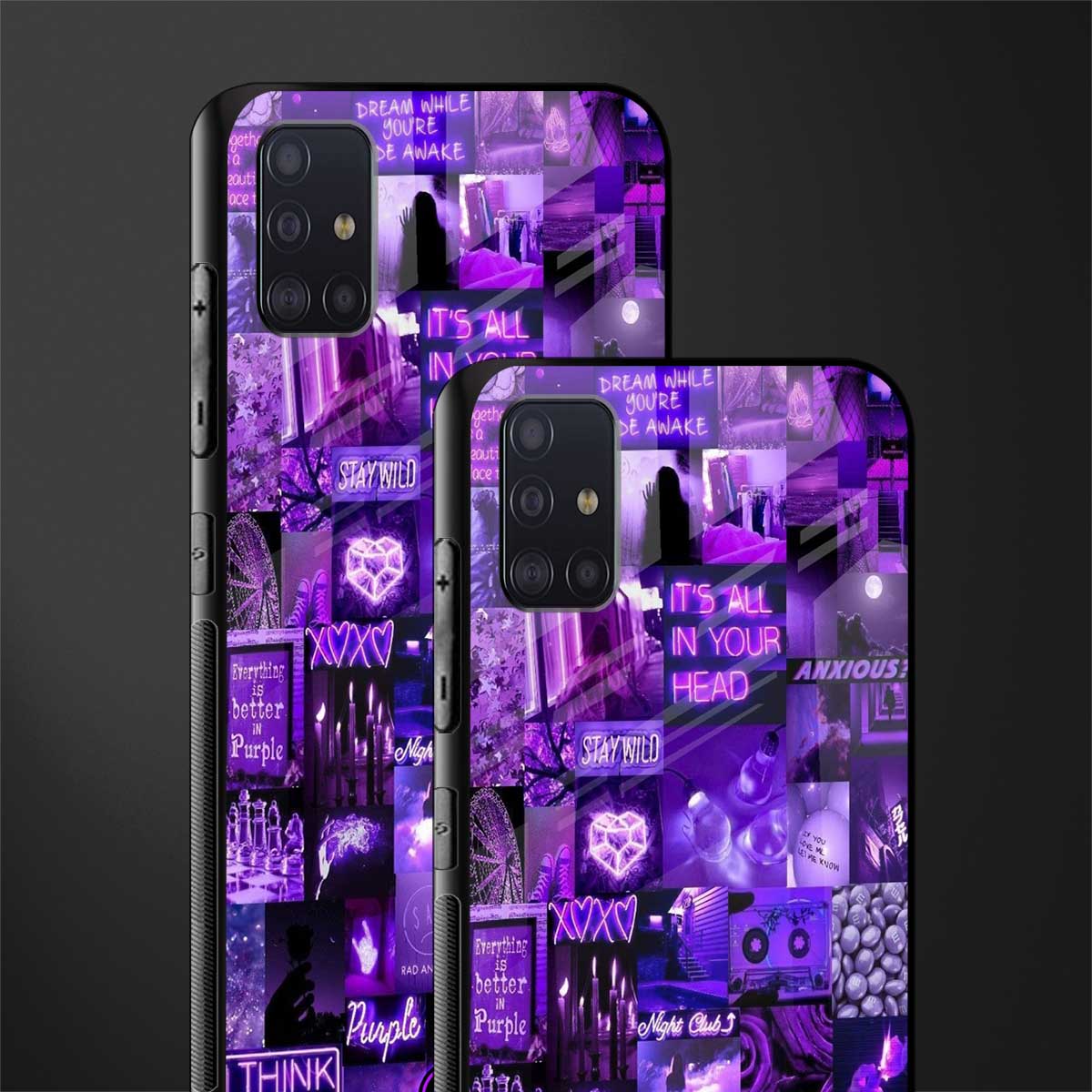 purple collage aesthetic glass case for samsung galaxy a71 image-2