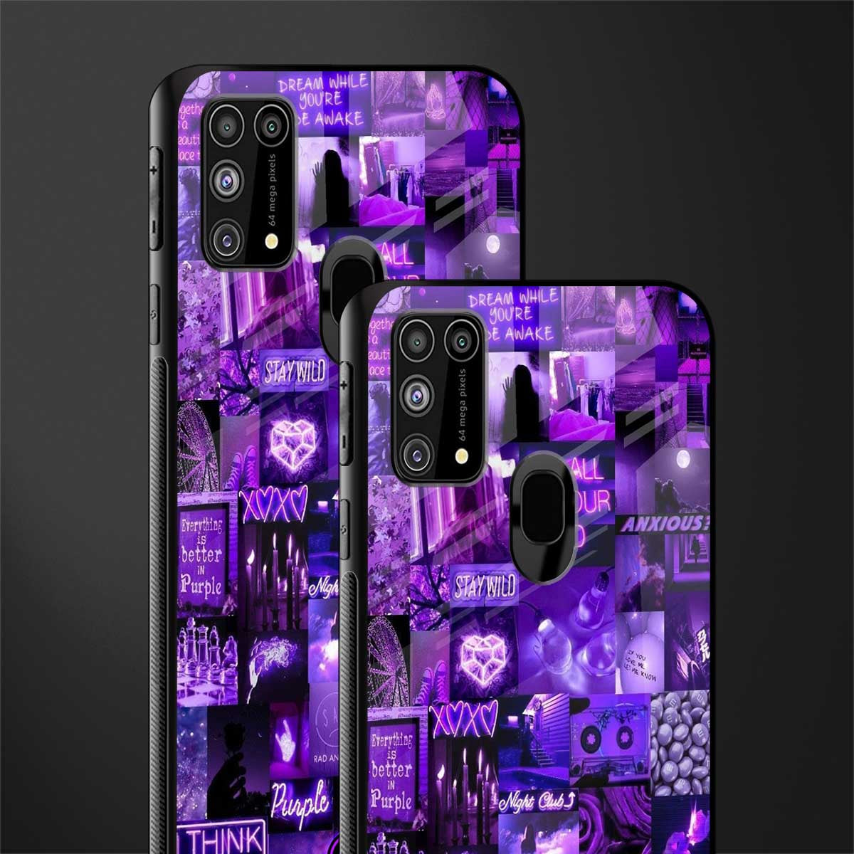 purple collage aesthetic glass case for samsung galaxy m31 image-2