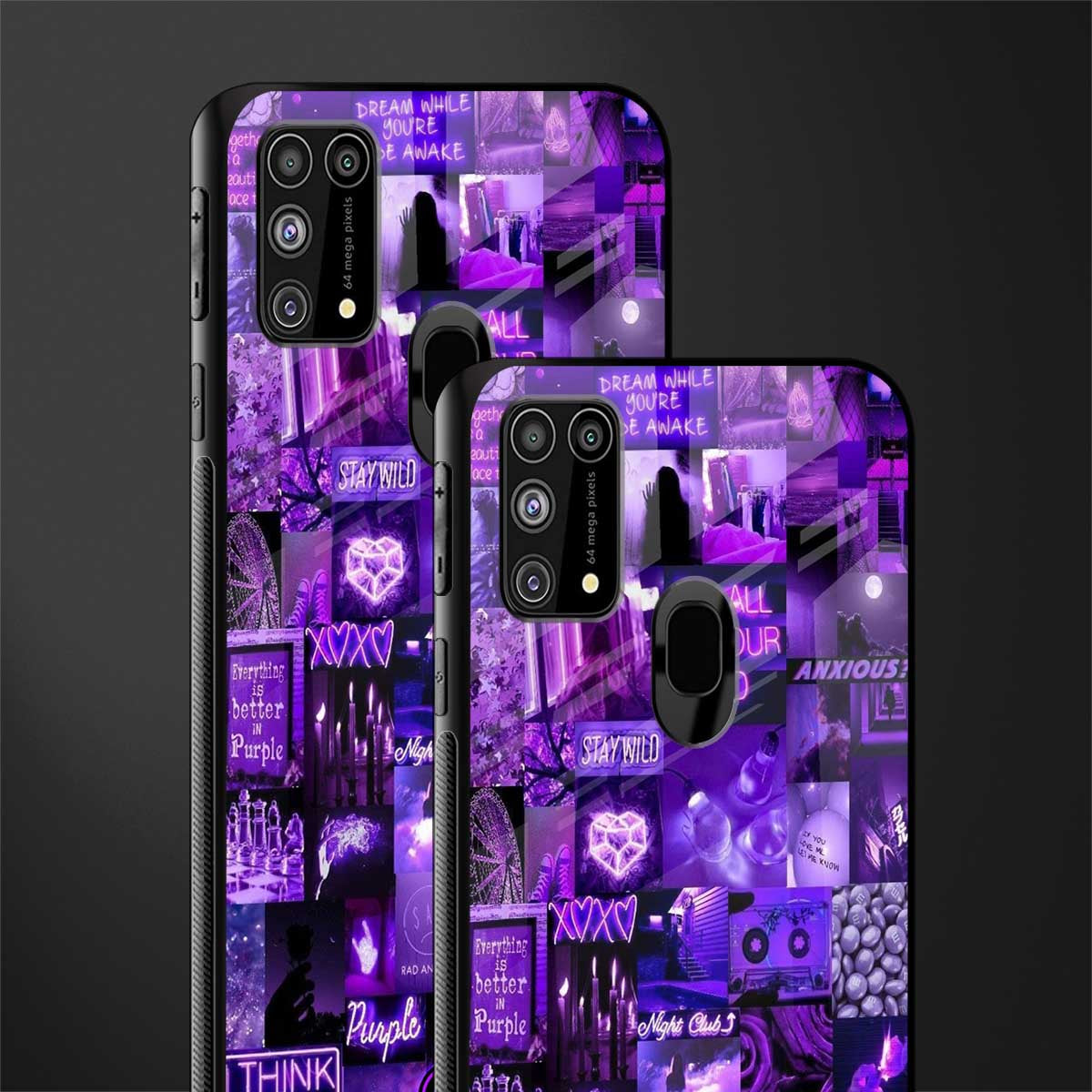 purple collage aesthetic glass case for samsung galaxy m31 prime edition image-2