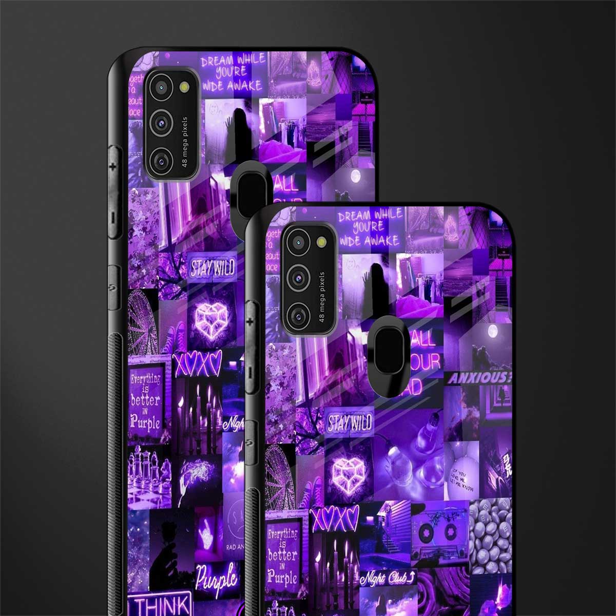 purple collage aesthetic glass case for samsung galaxy m30s image-2