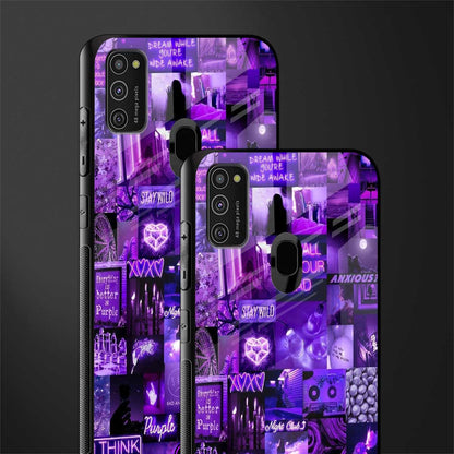 purple collage aesthetic glass case for samsung galaxy m21 image-2