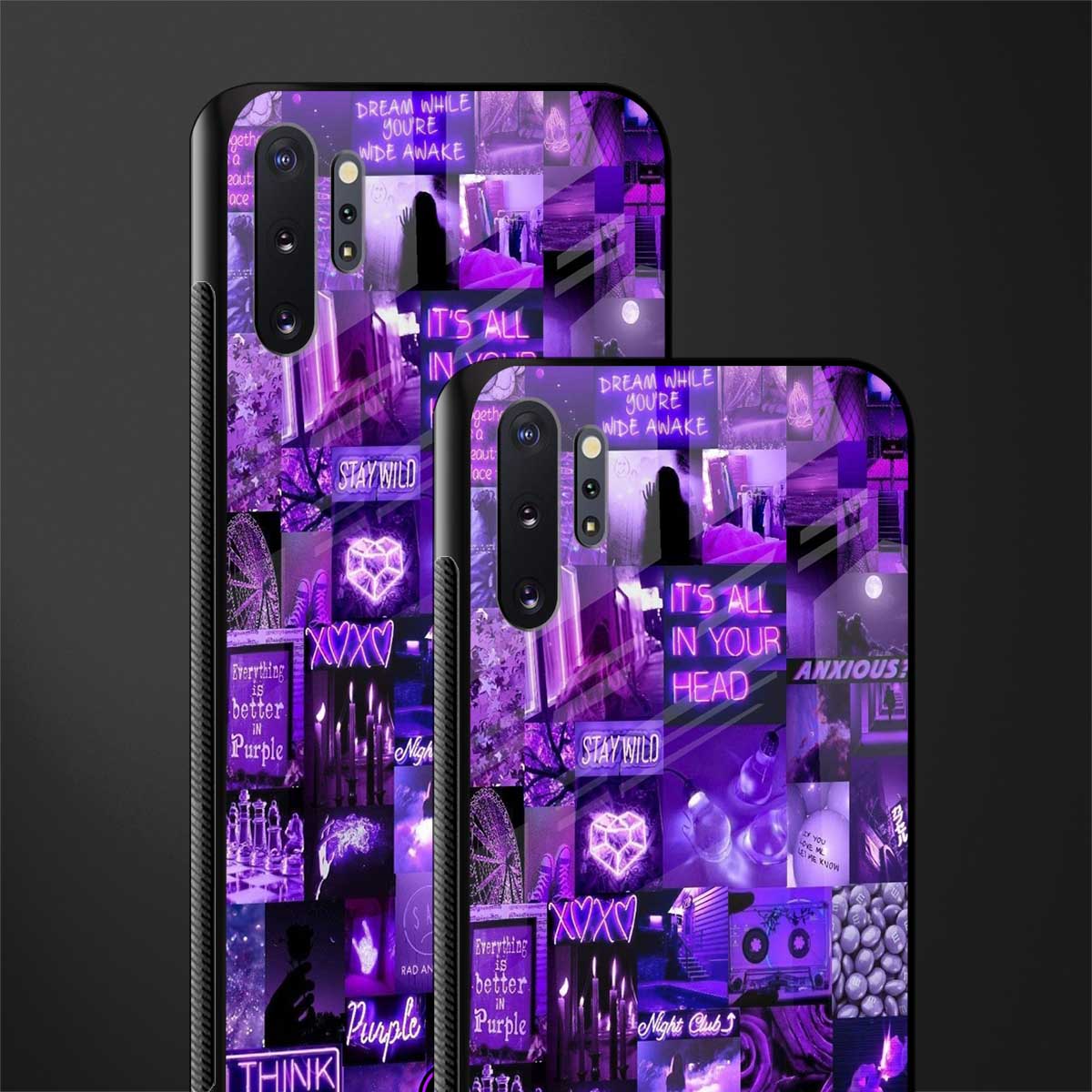 purple collage aesthetic glass case for samsung galaxy note 10 plus image-2