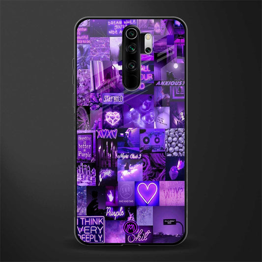 purple collage aesthetic glass case for redmi note 8 pro image