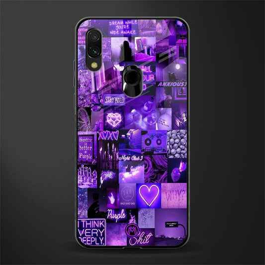 purple collage aesthetic glass case for redmi note 7 pro image