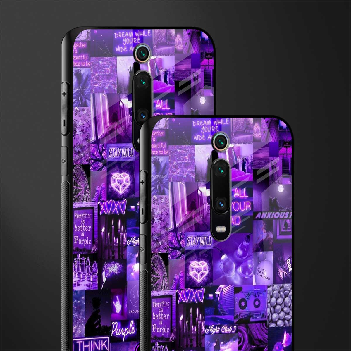 purple collage aesthetic glass case for redmi k20 image-2