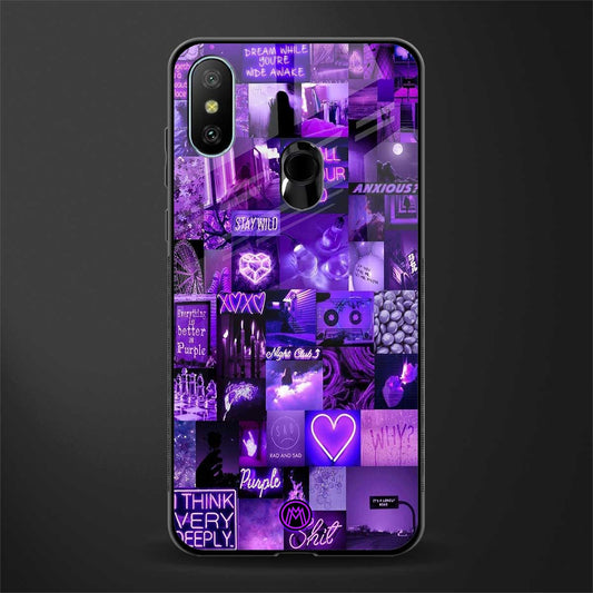 purple collage aesthetic glass case for redmi 6 pro image