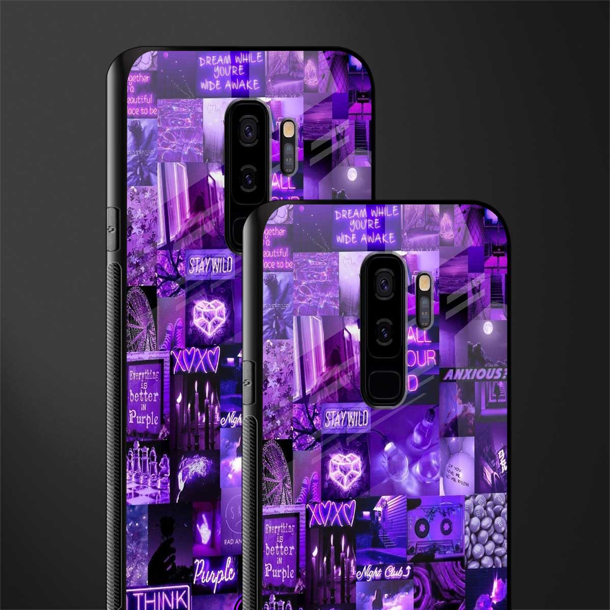 purple collage aesthetic glass case for samsung galaxy s9 plus image-2