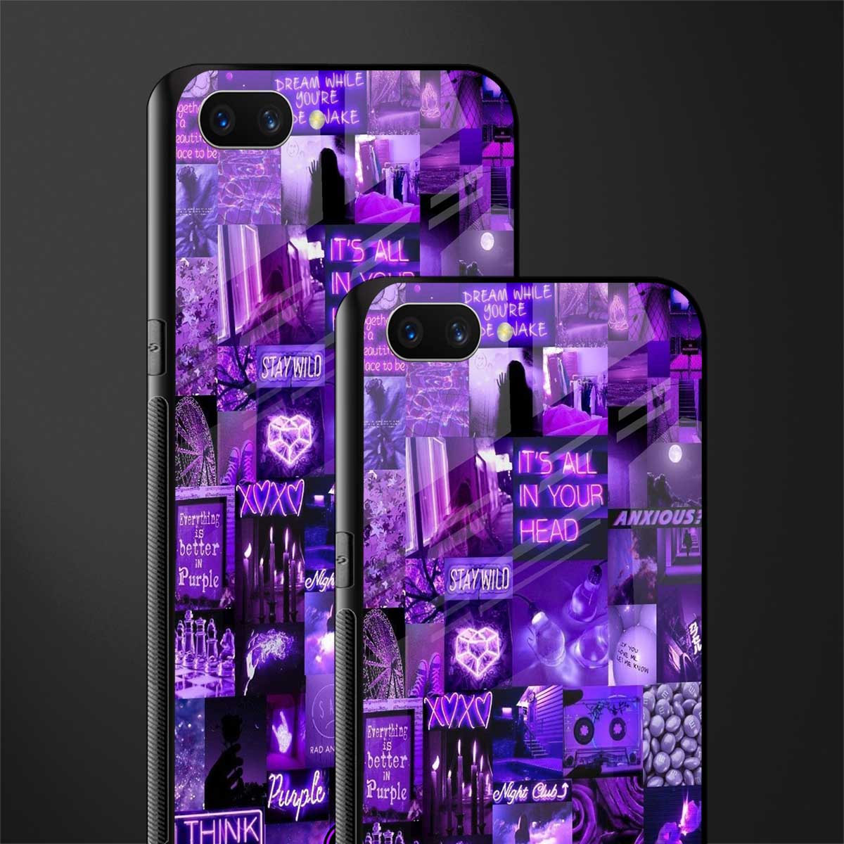 purple collage aesthetic glass case for oppo a3s image-2