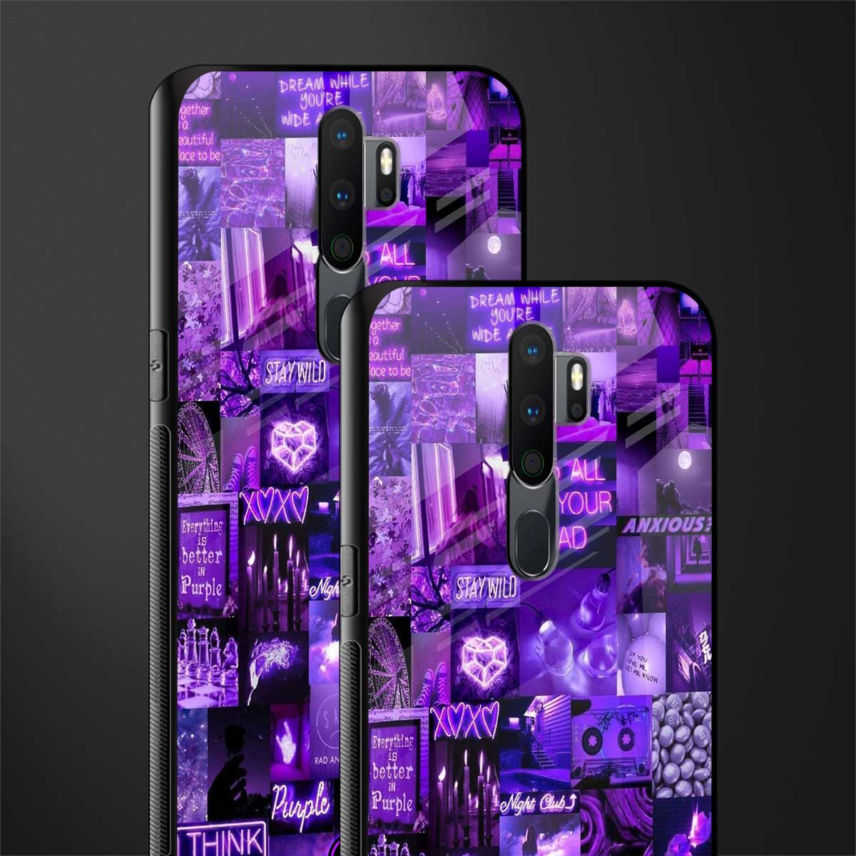 purple collage aesthetic glass case for oppo a5 2020 image-2
